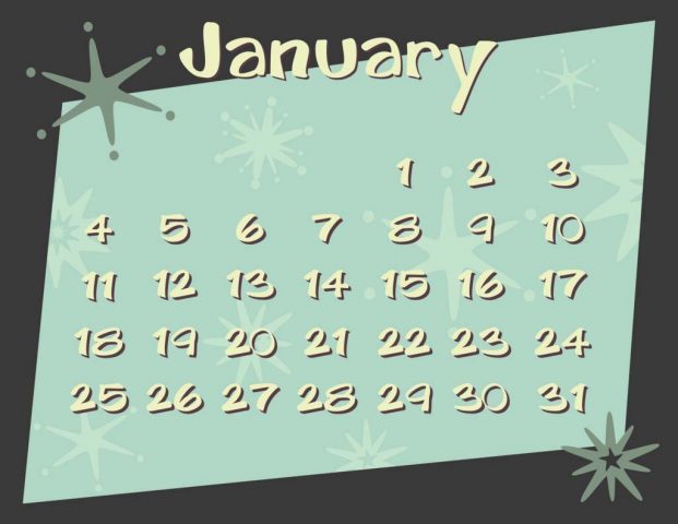 Foto av kalenderbald januari
