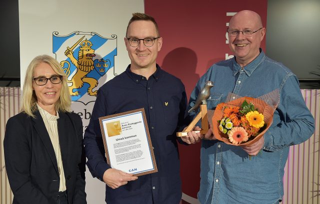 Foto av prisutdelare och pristagarna av Årets förebyggande kommun