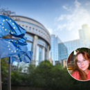 EU-parlamentet i Bryssel och Fionella Scherzenlehner